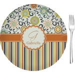 Swirls, Floral & Stripes 8" Glass Appetizer / Dessert Plates - Single or Set (Personalized)