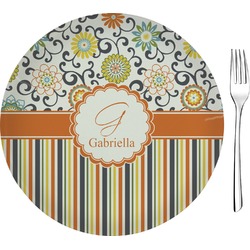 Swirls, Floral & Stripes 8" Glass Appetizer / Dessert Plates - Single or Set (Personalized)