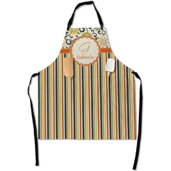 Swirls, Floral & Stripes Apron With Pockets w/ Name and Initial