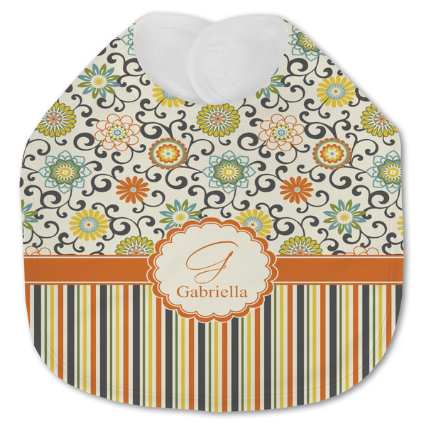 Swirls, Floral & Stripes Baby Bib - AFT closed