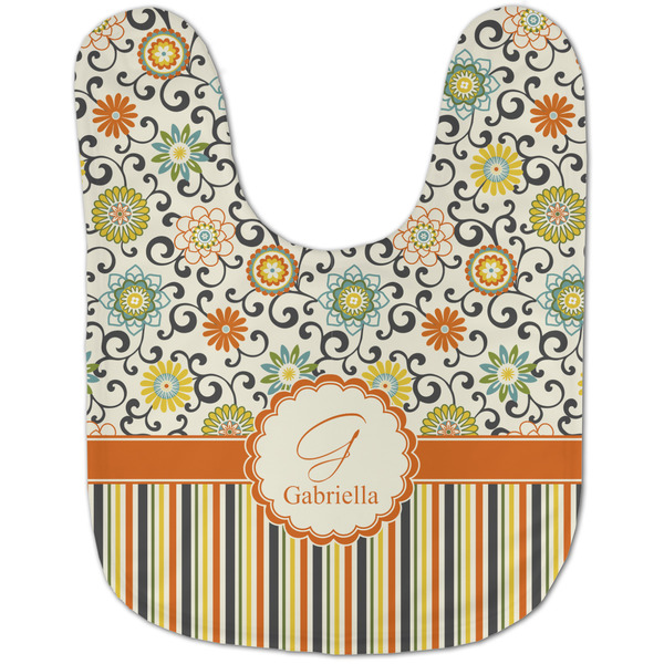 Swirls, Floral & Stripes Baby Bib - AFT flat