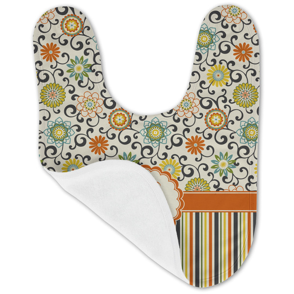 Swirls, Floral & Stripes Baby Bib - AFT folded