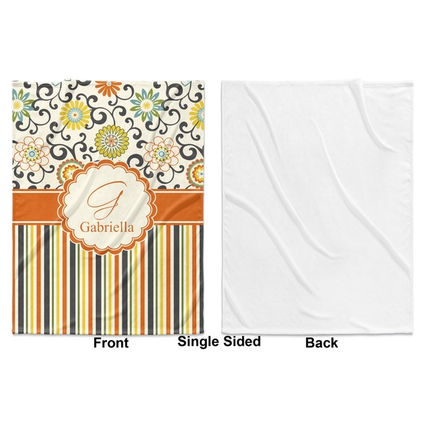Swirls, Floral & Stripes Baby Blanket (Single Side - Printed Front, White Back)