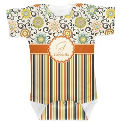 Swirls, Floral & Stripes Baby Bodysuit 0-3 (Personalized)