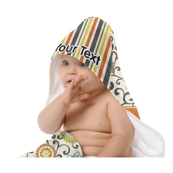 Swirls, Floral & Stripes Baby Hooded Towel on Child