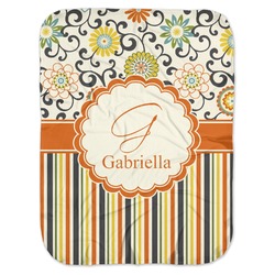 Swirls, Floral & Stripes Baby Swaddling Blanket (Personalized)