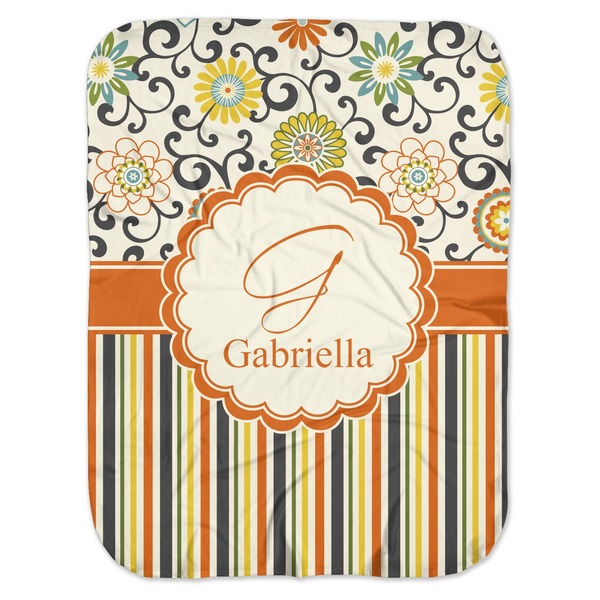 Custom Swirls, Floral & Stripes Baby Swaddling Blanket (Personalized)