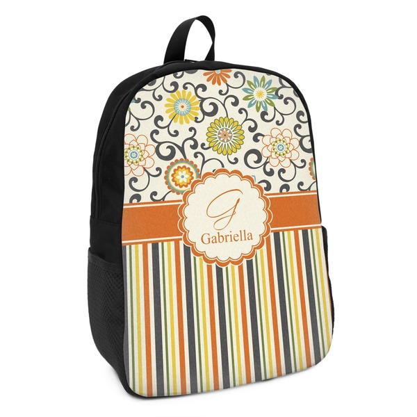Custom Swirls, Floral & Stripes Kids Backpack (Personalized)