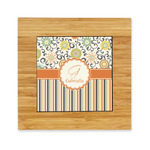Swirls, Floral & Stripes Bamboo Trivet with Ceramic Tile Insert (Personalized)