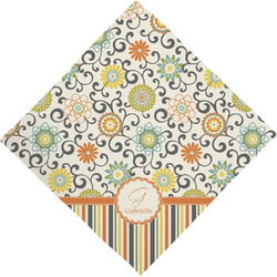 Swirls, Floral & Stripes Dog Bandana Scarf w/ Name and Initial