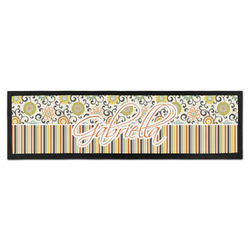 Swirls, Floral & Stripes Bar Mat - Large (Personalized)