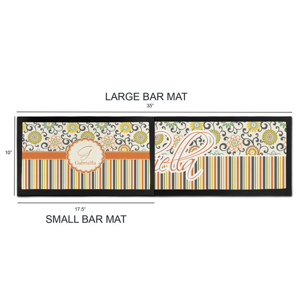 Swirls, Floral & Stripes Bar Mats - Sizing Chart