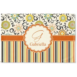Swirls, Floral & Stripes Woven Mat (Personalized)