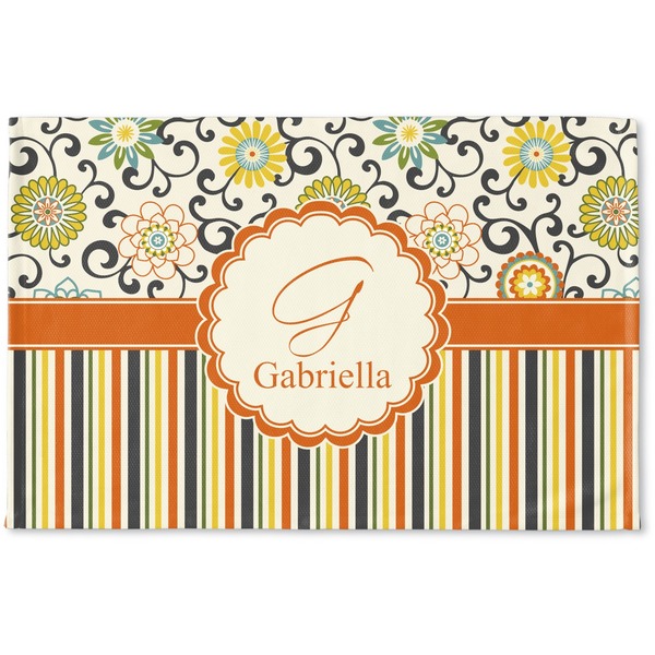 Custom Swirls, Floral & Stripes Woven Mat (Personalized)