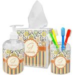 Swirls, Floral & Stripes Acrylic Bathroom Accessories Set w/ Name and Initial
