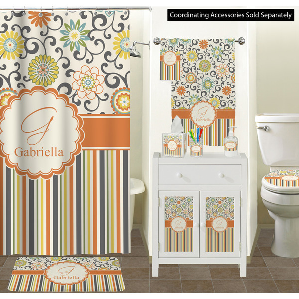 Swirls, Floral & Stripes Bathroom Scene