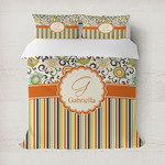 Swirls, Floral & Stripes Duvet Cover (Personalized)