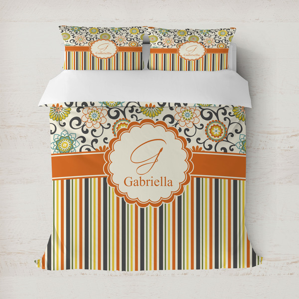 Custom Swirls, Floral & Stripes Duvet Cover (Personalized)