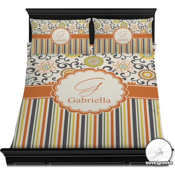 Swirls, Floral & Stripes Bedding Set (Queen) - Duvet
