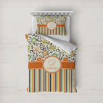 Swirls, Floral & Stripes Duvet Cover Set - Twin (Personalized)