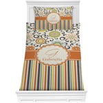 Swirls, Floral & Stripes Comforter Set - Twin (Personalized)