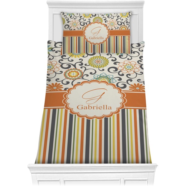 Custom Swirls, Floral & Stripes Comforter Set - Twin (Personalized)
