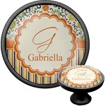Swirls, Floral & Stripes Cabinet Knob (Black) (Personalized)
