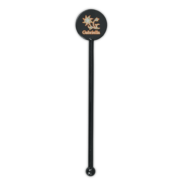 Swirls, Floral & Stripes Black Plastic 5.5" Stir Stick - Round - Single Stick