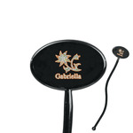 Swirls, Floral & Stripes 7" Oval Plastic Stir Sticks - Black - Single Sided (Personalized)