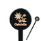 Swirls, Floral & Stripes 7" Round Plastic Stir Sticks - Black - Single Sided (Personalized)