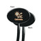 Swirls, Floral & Stripes Black Plastic 7" Stir Stick - Single Sided - Oval - Front & Back