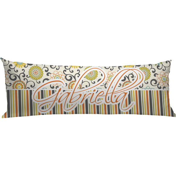 Custom Swirls, Floral & Stripes Body Pillow Case (Personalized)