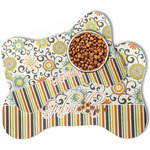 Swirls, Floral & Stripes Bone Shaped Dog Food Mat (Personalized)
