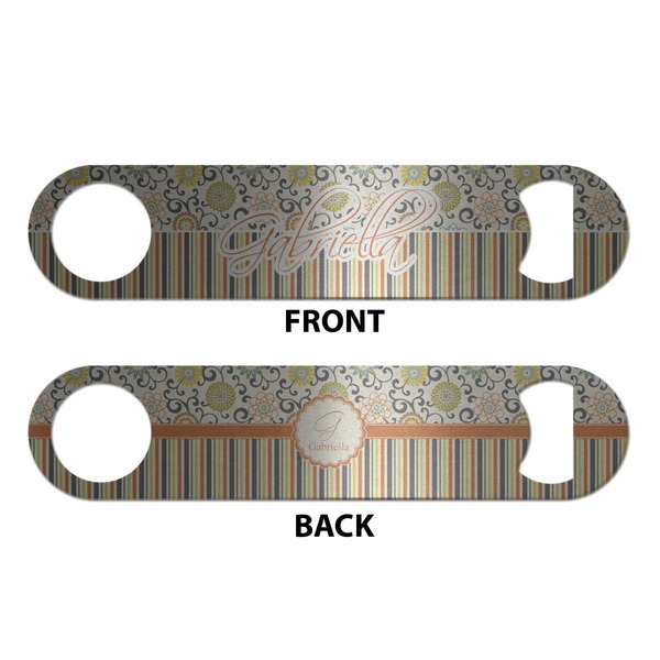 Swirls, Floral & Stripes Bottle Opener - Front & Back