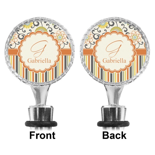 Swirls, Floral & Stripes Bottle Stopper - Front and Back
