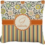 Swirls, Floral & Stripes Faux-Linen Throw Pillow 26" (Personalized)