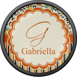 Swirls, Floral & Stripes Cabinet Knob (Black) (Personalized)