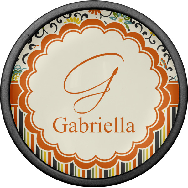 Swirls, Floral & Stripes Cabinet Knob - Black - Front