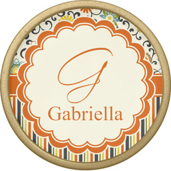 Swirls, Floral & Stripes Cabinet Knob - Gold (Personalized)