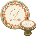 Swirls, Floral & Stripes Cabinet Knob - Gold (Personalized)