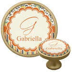 Swirls, Floral & Stripes Cabinet Knob - Gold (Personalized)