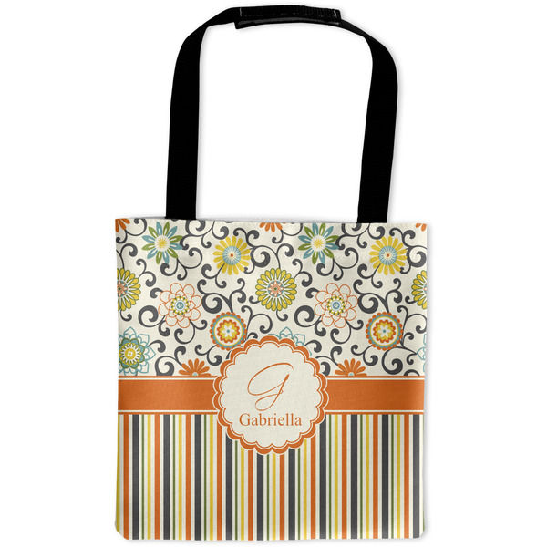 Custom Swirls, Floral & Stripes Auto Back Seat Organizer Bag (Personalized)
