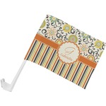 Swirls, Floral & Stripes Car Flag - Small w/ Name and Initial