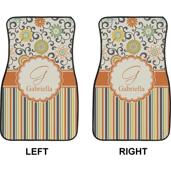 Swirls, Floral & Stripes Car Mat Front - Approval