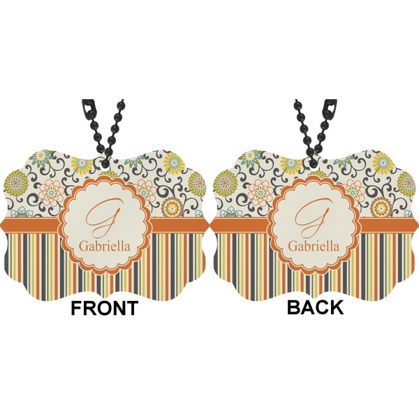 Swirls, Floral & Stripes Car Ornament (Approval)