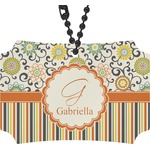 Swirls, Floral & Stripes Rear View Mirror Ornament (Personalized)