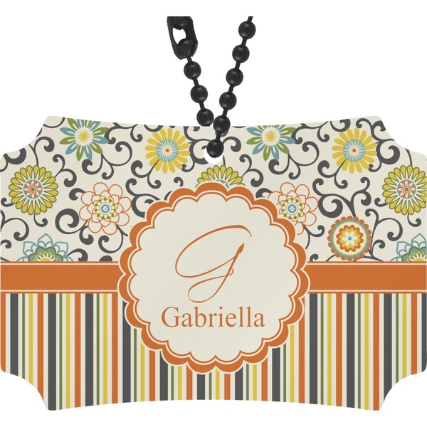 Custom Swirls, Floral & Stripes Rear View Mirror Ornament (Personalized)