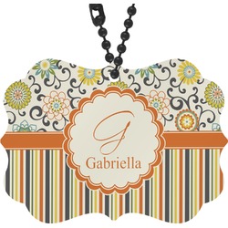 Swirls, Floral & Stripes Rear View Mirror Charm (Personalized)
