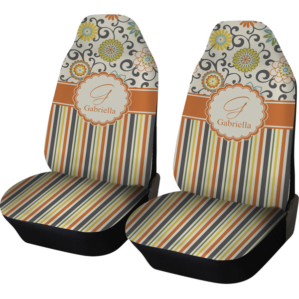 Custom Swirls, Floral & Stripes Car Seat Covers (Set of Two) (Personalized)