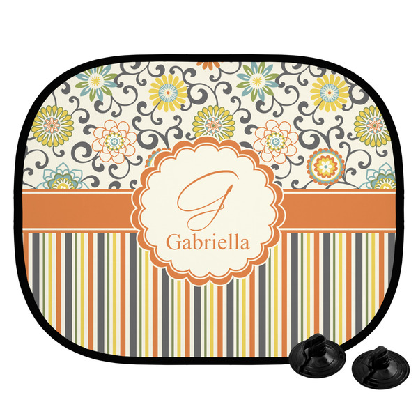 Custom Swirls, Floral & Stripes Car Side Window Sun Shade (Personalized)